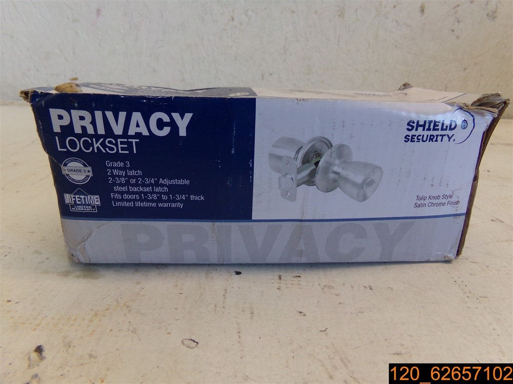 Privacy Lockset Shield Security, 2 Way Latch Tulip Knob 913825 Satin Chrome