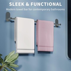 Wzrua Self Adhesive Towel Bar For Bathroom 24Ich Stainless Steel And Zinc Alloy