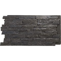 EverStone Acadia Ledge Faux Stone Panel, 49″W x 25 1/2″H x 1 1/4″D, Dark Rive…