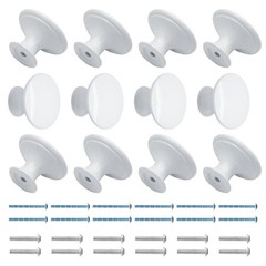 Cionyce 12 Pcs White Cabinet Knobs Metal Round Dresser Handle 12 Pack,