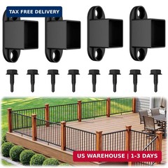 4-Pack Modular Aluminum Deck Railing Brackets, Fixed Rail-to-Post Connectors, AA