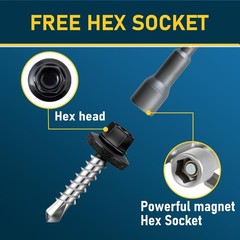 300Pcs #10 x 1 Inch Metal Roofing Screws, Black Hex Head x 1 Inch,
