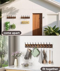 Optish 2 Pack Wooden Coat Rack Wall Mount 16.1 Rustic Coat Hanger Hooks 10