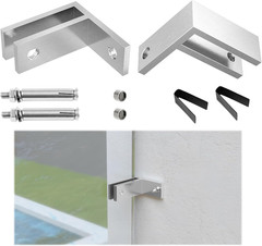 2Pack Brushed Wall to Glass Clamp 90 Degrees Glass Railing Clamp Fit for 3/8″-1/
