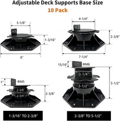 10 Pack Adjustable Deck Support Pedestal, Floor Slate Support Floor Lift Deck…