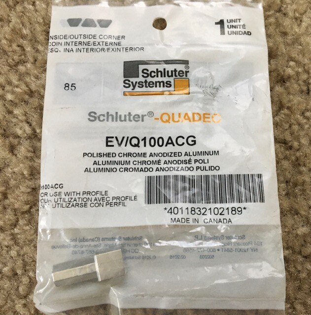 Schluter Systems QUADEC Profile EV/Q100ACG Inside/Outside Corner Pol. Chro. Alum