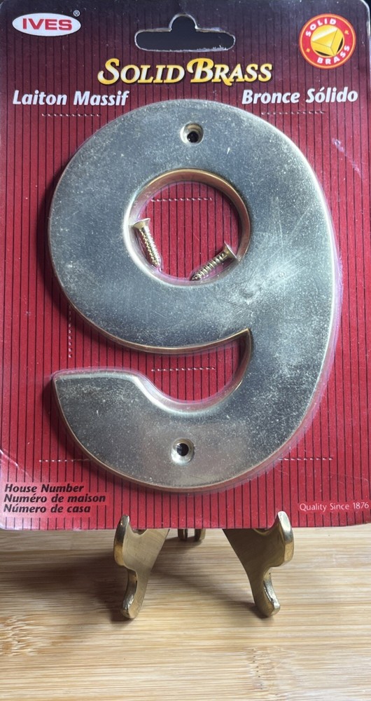 NEW Ives Solid Brass 5” High House or Mailbox Number 9 Thick, Durable & Stylish