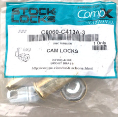 (2) CompX C8060-C413A Cam Lock 1 3/4″ Keyed Alike Bright Brass USA MADE