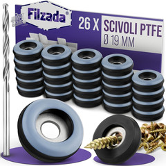 26 Teflon Furniture Feet Screw 19mm Round Slides PTFE Chairs Sofas with Screws