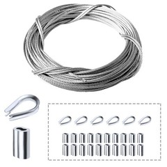 Amadget Stainless Steel Wire Rope, 316 Marine Grade 1/8″ x 33 Feet, Silver