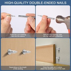 400pcs Hardware Nails Double Head Skirting Nails with 4 Tools Invisible Seam…