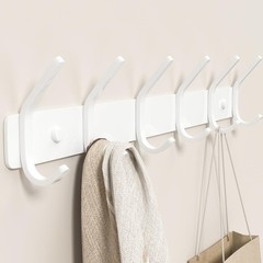 Gwaazxgz Coat Rack Wall Mount Hooks – 15 Inch Matte White Metal 6-Hook