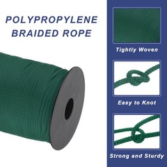 1/8″ 328ft Polypropylene Rope Braided Ropes Nylon Hollow Utility Cord Ink Green