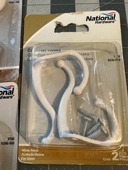 NOS 5-PACK lot National Hardware N266-049 Heavy Duty Coat clothes Hat Hook White