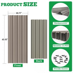 10 Metal Roofing Panels, 42.5″ x 17.7″ Galvanized Steel Sheets for Sheds, Fences