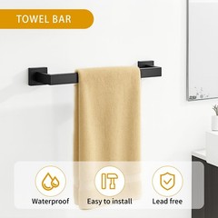 Twirobt 5-Piece Matte Black Bathroom Hardware Accessories Set – 16 Inch