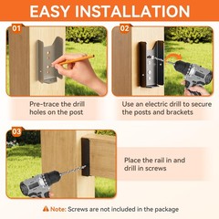 50 Pcs 2×4 Fence Brackets for Wood Black – 18 Gauge Deck Railing 50