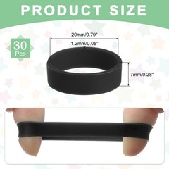 30Pcs Silicone Rubber Bands Non-slip 1.22 Inch for Art, Black