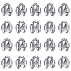 YAMASO 20PCS 1/8 Inches M3 Stainless Steel Wire Rope Cable Clip Clamp M3-20pcs
