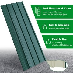 12 PCS Roof Panels Galvanized Steel Hardware Metal Roofing Sheets Wall Panels US