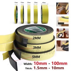 Self Adhesive Backed Foam Sponge Strip Roll Sheet Tape Sticky Seal EVA 10-100mm