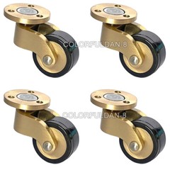 4PCS 1″ (25mm) Brass+Rubber Castors Plate Furniture Wheels Table Chair Casters