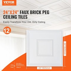Ceiling Tiles, 12-Pack 24 x 24 in, Drop Ceiling Tiles Premium PVC Sheet, Easy In
