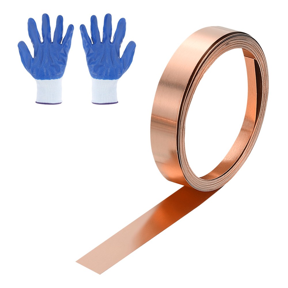 3.28ft Copper Sheet Roll, 1000x5x0.8mm Pure Copper Strip with Gloves