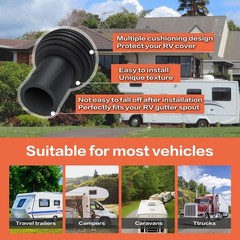 4 Packs RV Gutter Spout Caps, Easy to Install and not Fall Off black