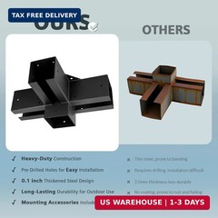 Royal Shade 4″x4″ Pergola Brackets 4-Way Brackets Easy Installation Heavy Alloy
