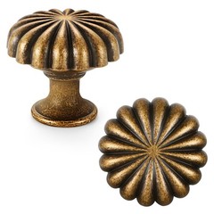 FAPUAL 10 Pack Antique Brass Cabinet Knobs for ‎Single hole,