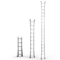 Telescoping Ladder A Frame, 17 FT Compact Aluminum Extension Ladder, Multi-Funct