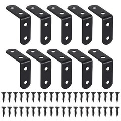 20PCS L Bracket Corner Brace Sets Black Stainless Steel 90 Degree Right Angle