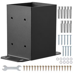 4 X 4 Post Base, 2-Pieces, Inner Size 3.6 X 3.6 In. Heavy Duty Powder-Coated Pos