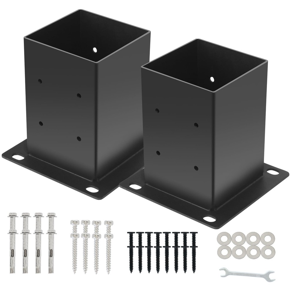 4×4 Post Base 2Pcs(Inner Size 3.55″x 3.55″)Concrete Post Brackets Anchors 13