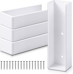 4 Piece Vinyl Fence Rail U-Mount Brackets 1.5in x 5.5in w/ Screws White, USA New