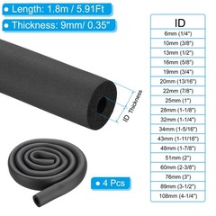 4Pcs Foam Pipe for Insulation 7/8″ (22mm) x 6Ft Black