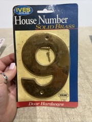 Ives Solid Brass House Number 6 or 9 – Mailbox Home Gold Tone – 5″ High – NEW