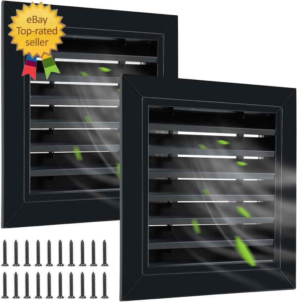 2 Pcs 12″ X 12″ Gable Vent Aluminum Alloy Wall Vents Shed Attic Vent with Screen