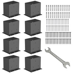 8 Pcs Post Base,4”x 6″ Post Brackets(Acturl3.6 x5.6), Heavy Duty Black Metal …