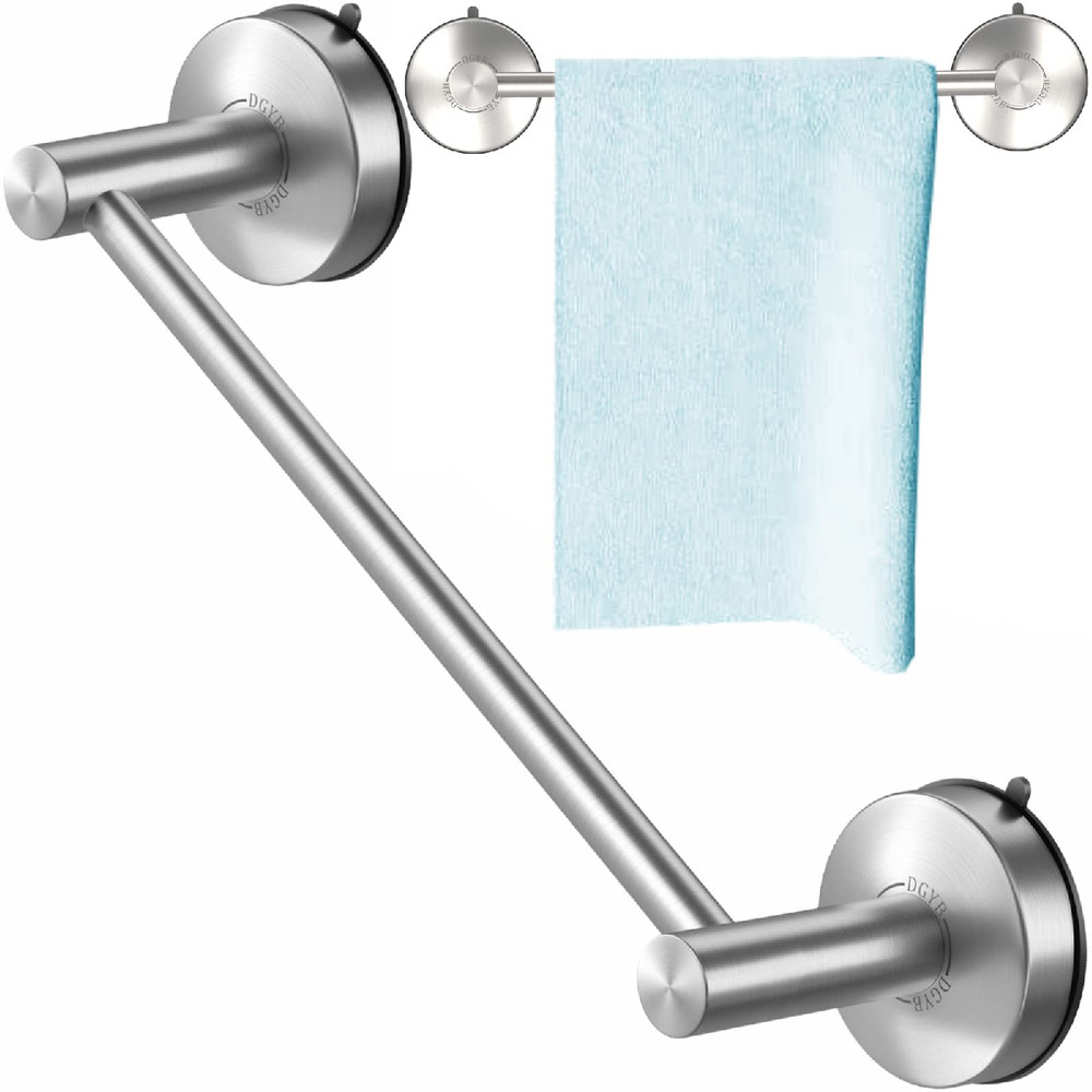 Dgyb Suction Cup Towel Bar For Bathroom 17 Inch Brushed Nickel Towel Holder