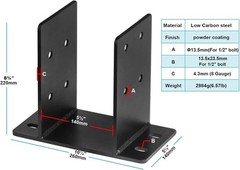2 PCS 6×6 Post Base, Heavy Duty Welds Steel Post Bracket for Pole Barns and P…