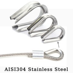 A2 Stainless Steel Thimbles Wire Cable Rope Polished Cable Clips Clamps 1,5-32mm