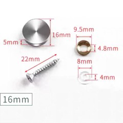 Mirror Screw 16mm-40mm Stainless Steel Electroplated Screws Cover Cap Decorative