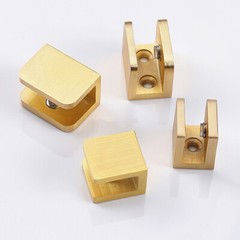 8PCS Adjustable Brass Glass Clamp Clip Brushed Gold Shelf Bracket Holder Support