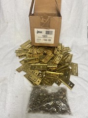 Brass Non-Mortise Hinges Johnson 1823 Quantity 100 hinges + Screws