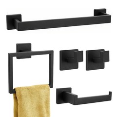 Twirobt 5-Piece Matte Black Bathroom Hardware Accessories Set – 16 Inch