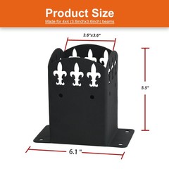 6 Pack Decorative 4×4 Post Base, Decorative Post Anchor Bracket for Wood Post…