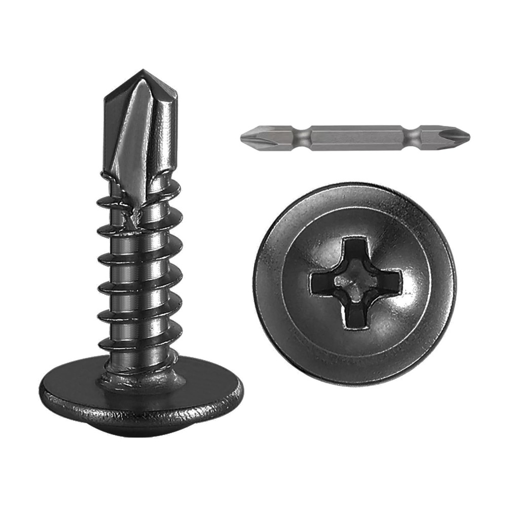 Wensilon (350Pcs)#8×5/8” for Sheet Metal Self-Tapping Screws #8X5/8″, Black