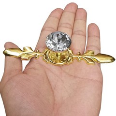 ESreake 5 Pack Gold Diamond Clear Crystal Glass Decorative Knobs 5 Pack,